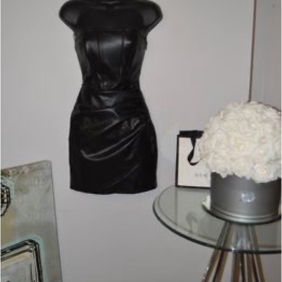 ZARA Black Leather Mini Dress - Picture 2 of 4